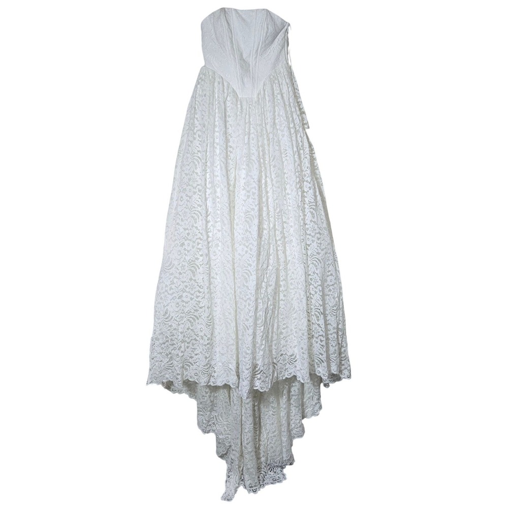 Lulus Shiori White Lace Bustier Basque Waist Strapless Maxi Dress S Wedding - Picture 3 of 14